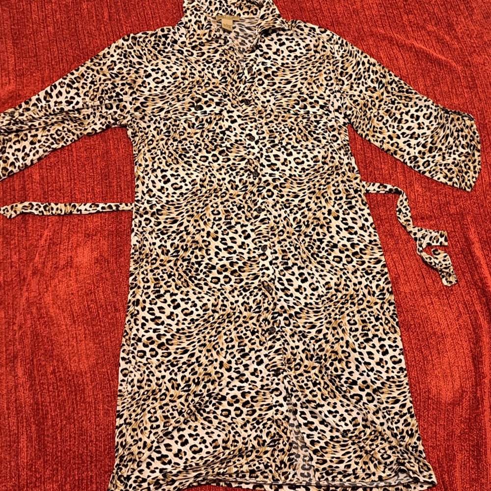 Peck & Peck Leopard Print Long Sleeve Dress